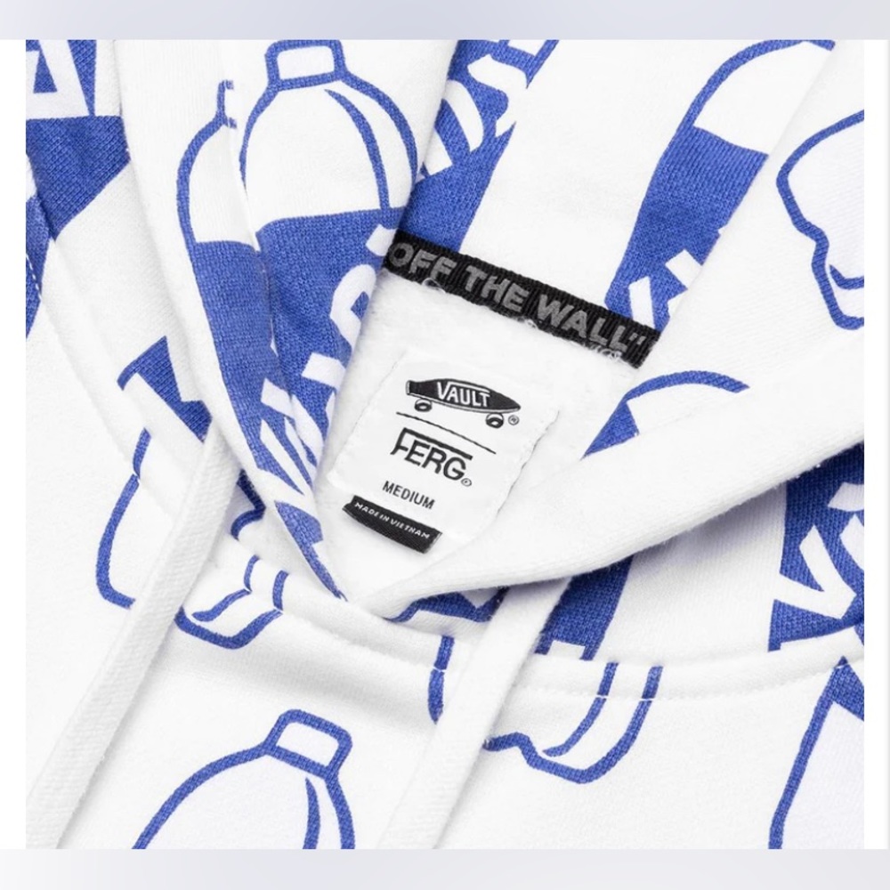 VANS X FERGUS CORNER STORE ALL OVER PRINT FLEECE - WHITE/BLUE men’s sz L… - Picture 7 of 7
